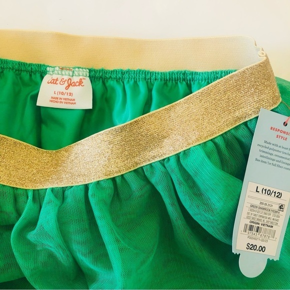 Cat & Jack Girls St. Patrick’s Gold Sequins Shamrocks Tutu Skirt Size L10/12 - Picture 7 of 9